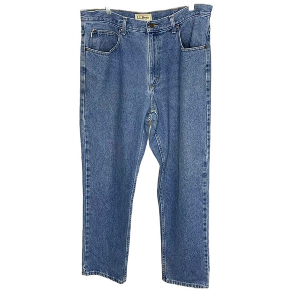 L.L Bean Men's Jeans Medium Wash 100% Cotton Regular Fit Size 36 X 30 - Picture 1 of 11